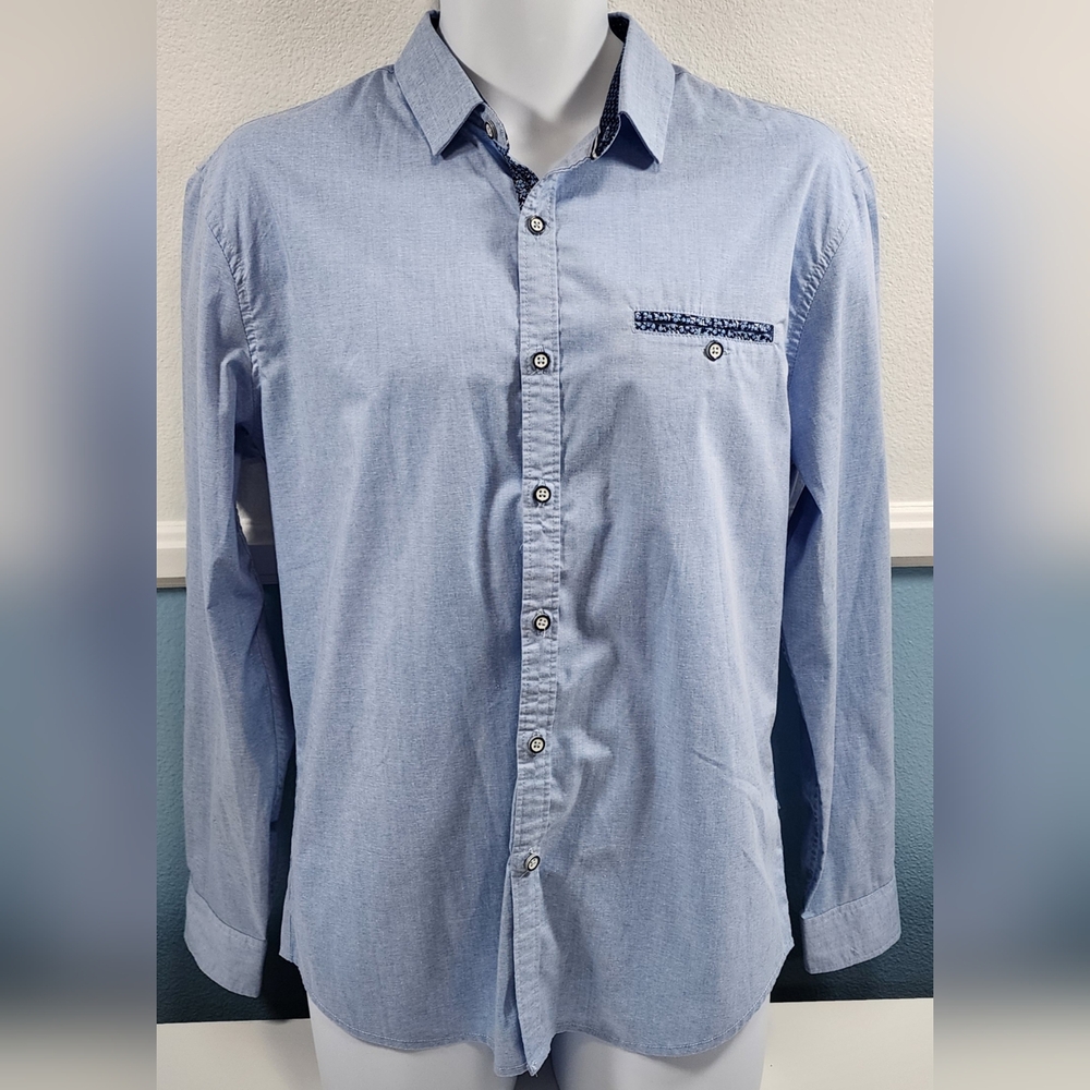 Craft + Flow Men's ‎ Shirt Size M Blue Bussiness Classic Button Up Shirt